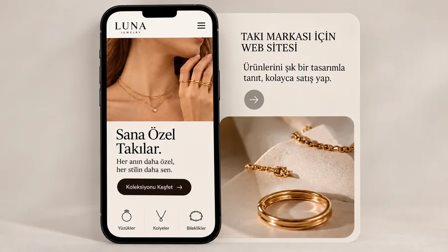 Luna takı markası için mobil web sitesi tasarımı