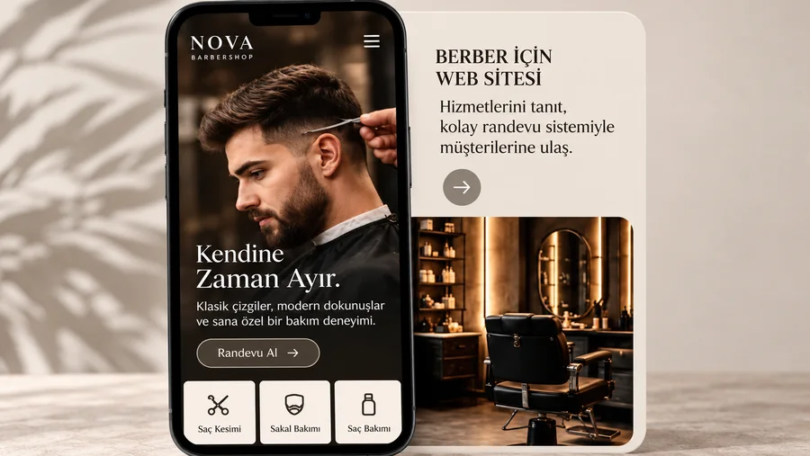 Nova berber dükkanı için mobil web sitesi tasarımı